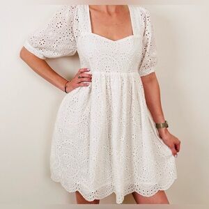 Chelsea & Violet White Eyelet Mini Dress